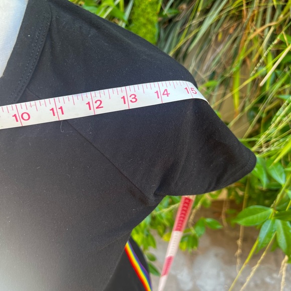 Silence + Noise rainbow  T-shirt dress. Black with rainbow stripes. Size S. - Picture 10 of 10